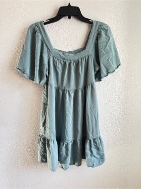 Maurices Sage Green Square-Neck Tiered Babydoll Tunic